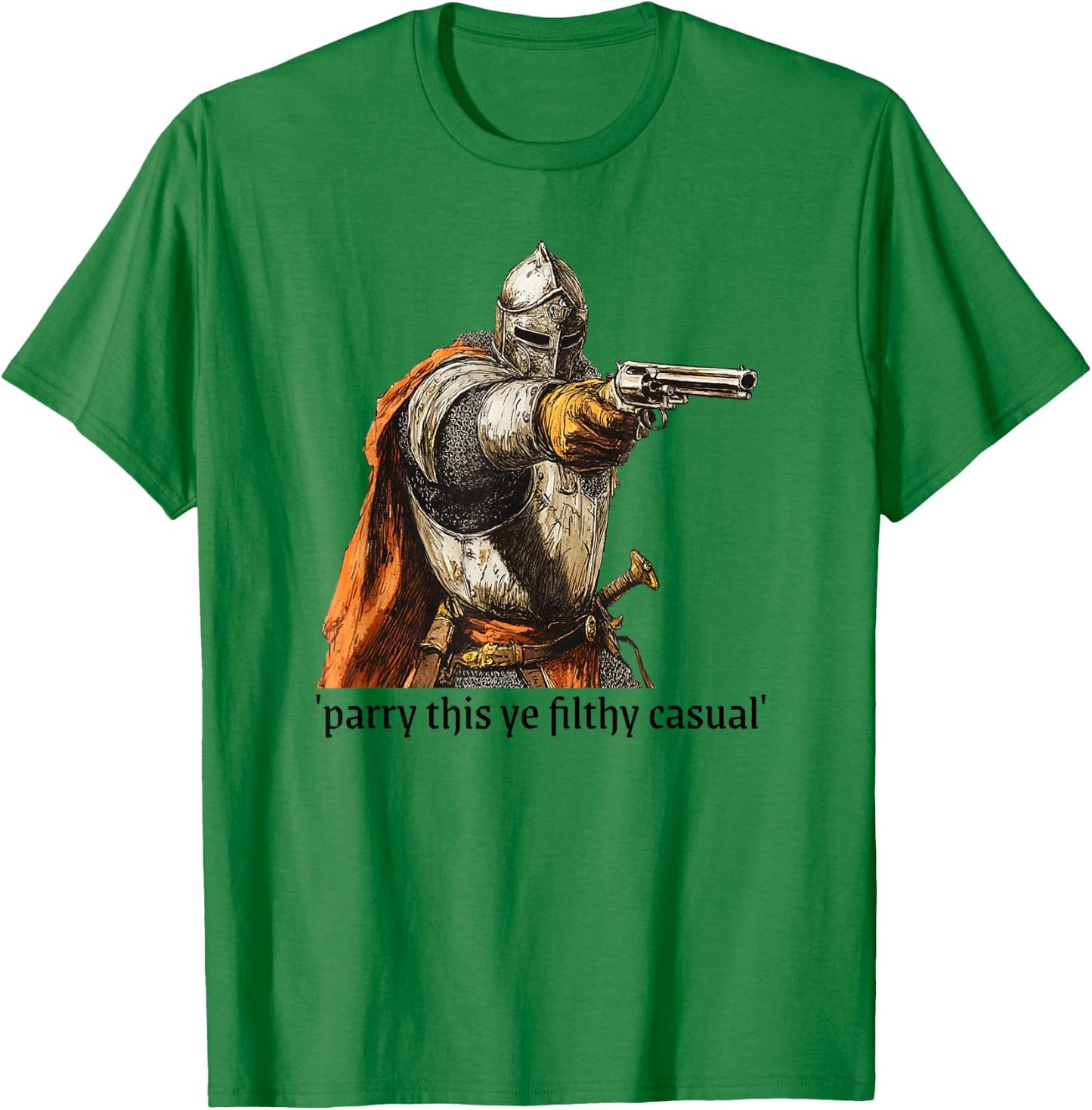 Medieval Knight Holding Gun Parry This T-Shirt - T-Shirt | Irish Green