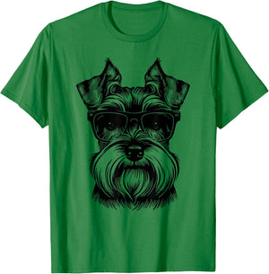 Miniature Schnauzer Miniature Schnauzer dog with sunglasses T-Shirt - T-Shirt | Irish Green