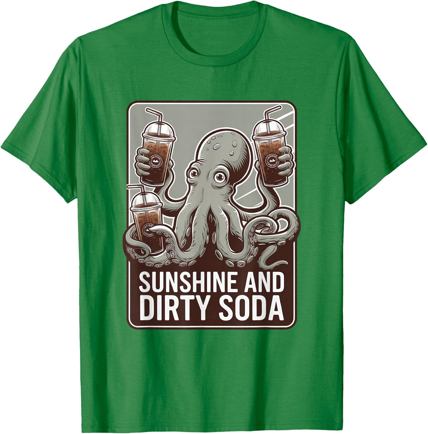 Dirty Soda Capitan Octopus Iced Beverage T-Shirt - T-Shirt | Irish Green