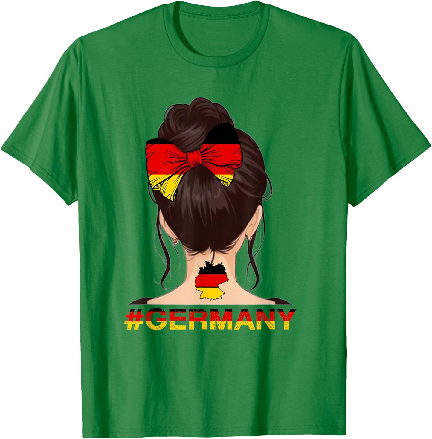 Deutsches Mädchen - Messy Bun mit Deutschland-Flagge T-Shirt - T-Shirt | Irish Green