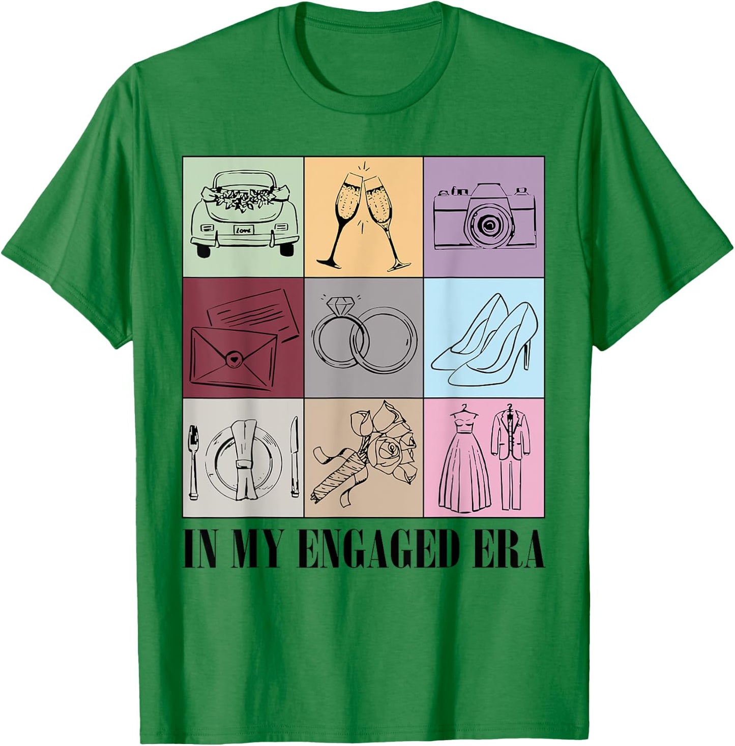 In My Engaged Era Retro Bride Wedding Engagement Party T-Shirt - T-Shirt | Irish Green