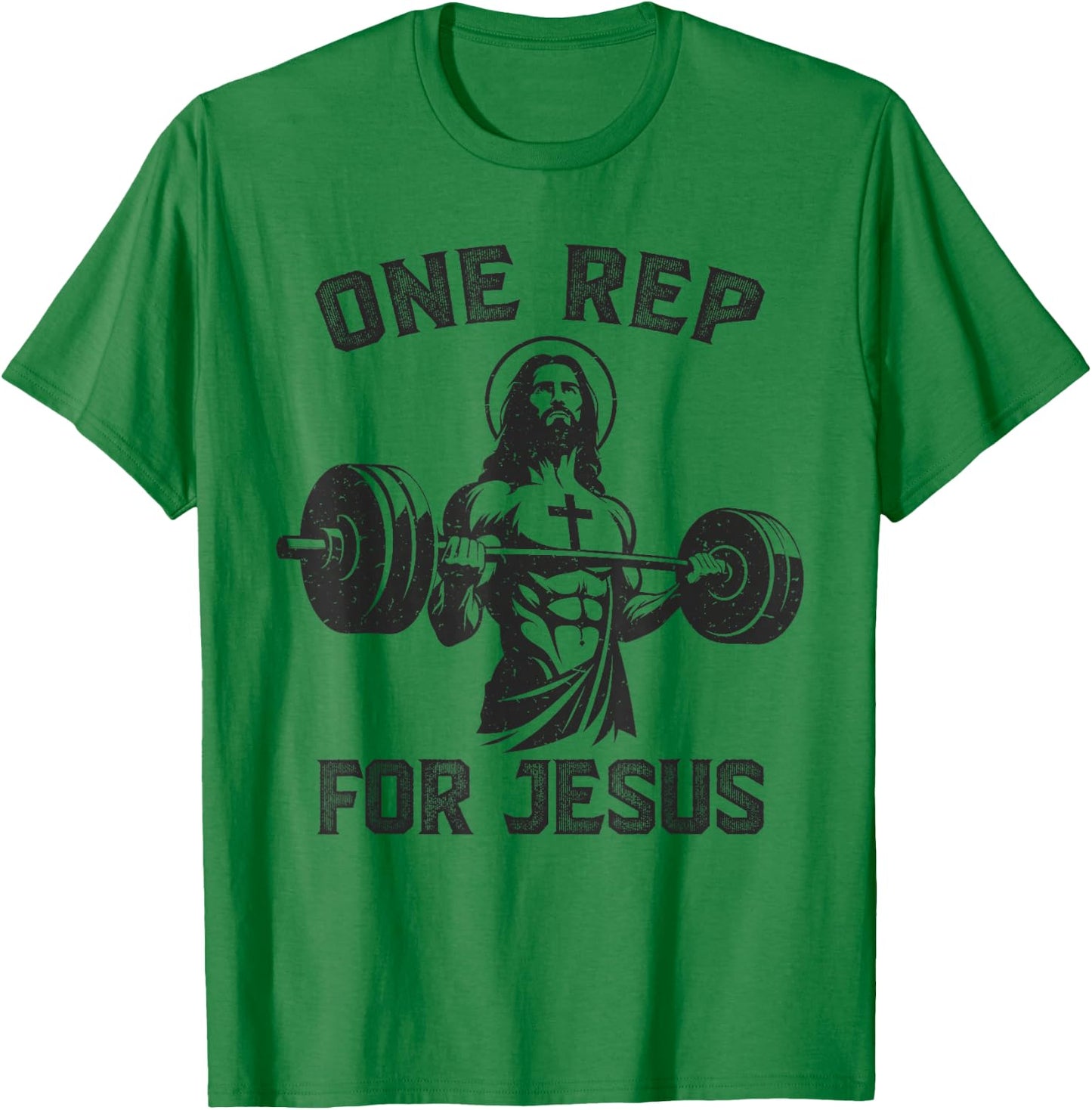 One Rep For Jesus Weightlifter Deadlifter Gym , grey, S T-Shirt - T-Shirt | Irish Green