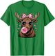 Moose Wearing Sunglasses Moose Bubble Gum Pink Coquette Bow T-Shirt - T-Shirt | Irish Green
