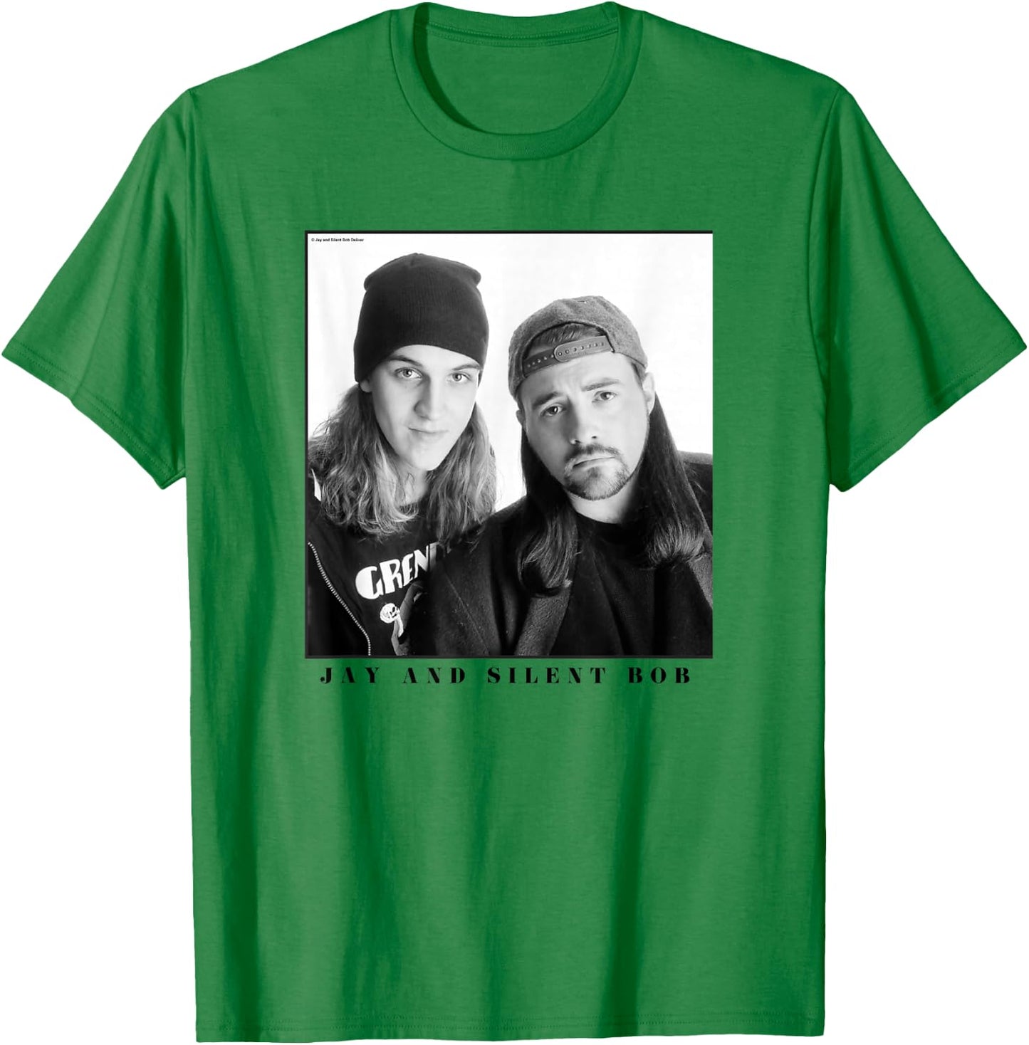Jay & Silent Bob Boxed Up Simple Black & White Portrait T-Shirt - T-Shirt | Irish Green