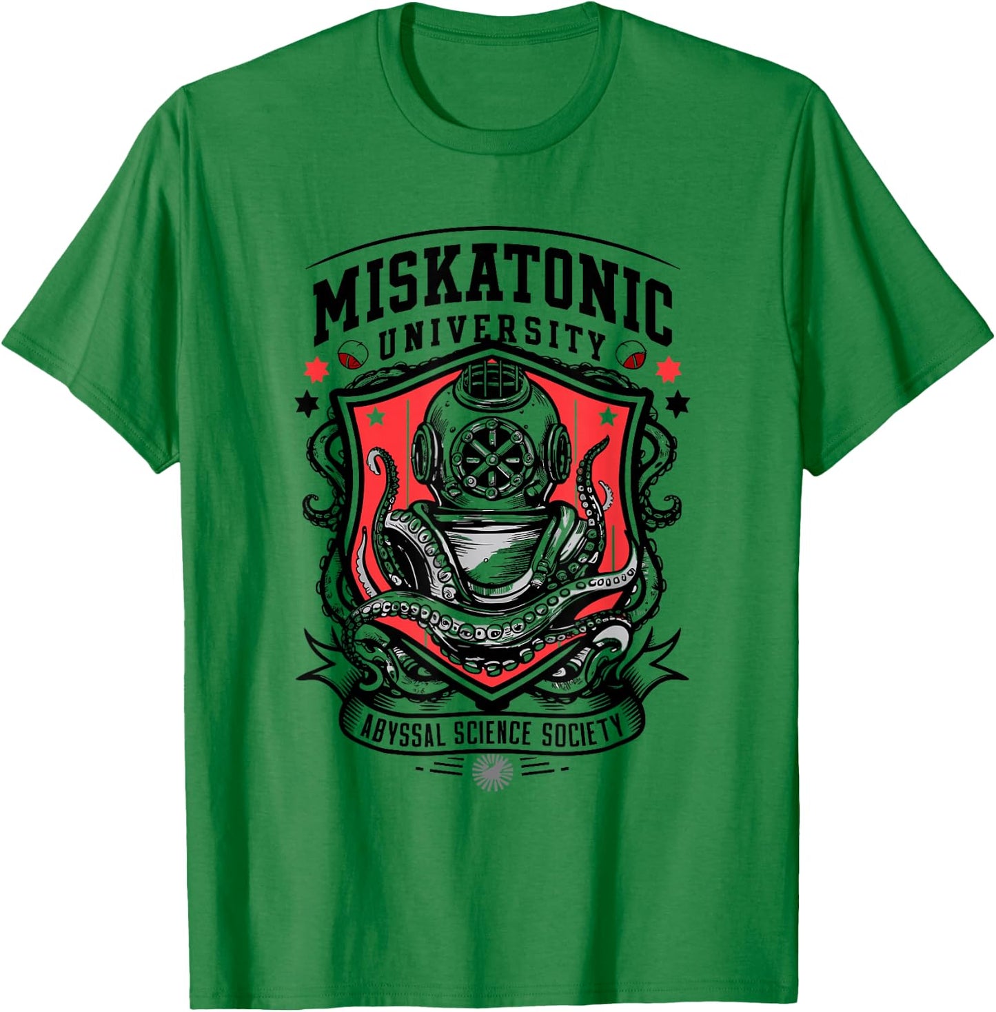 Miskatonic University Abyssal Science Society Nautic Cthulhu T-Shirt - T-Shirt | Irish Green