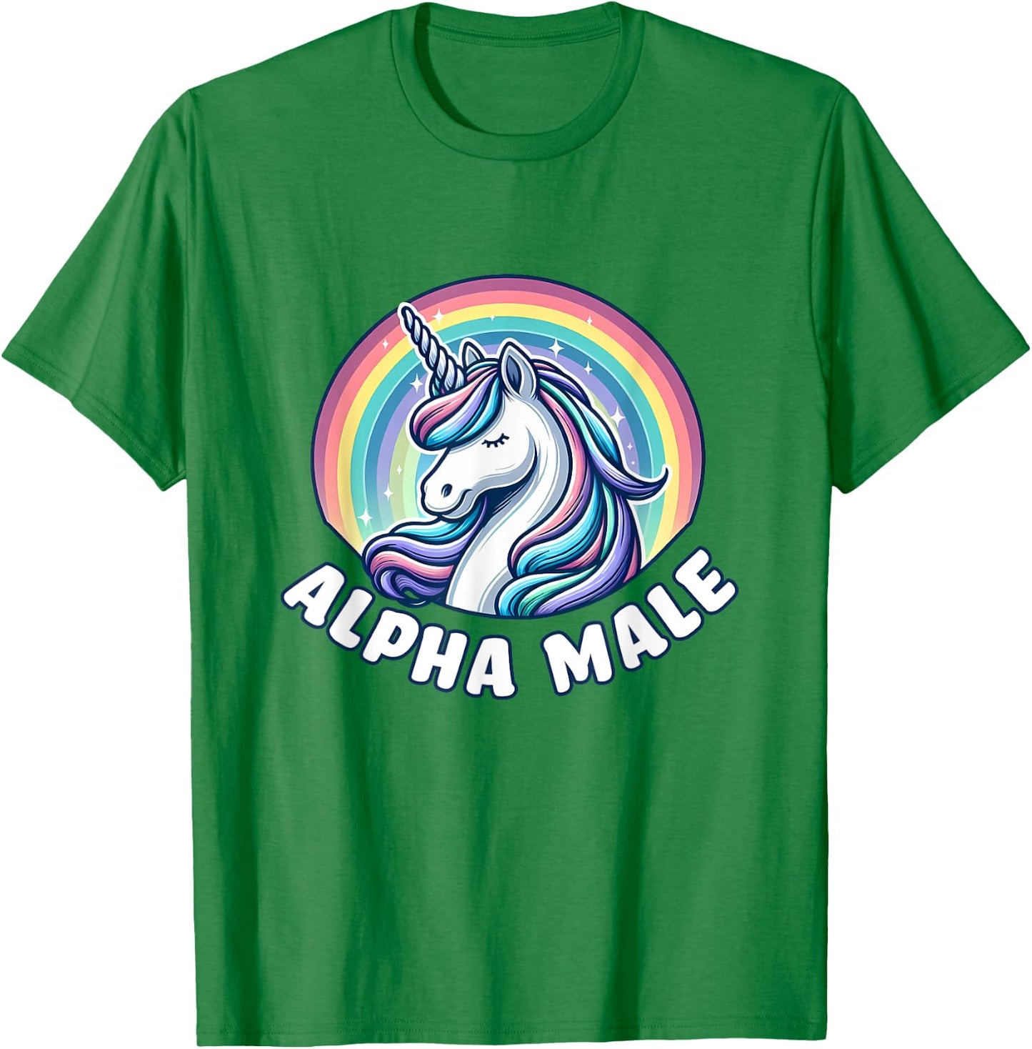 Ironic Cute Alpha Male Unicorn Funny Sarcastic Humor Men T-Shirt - T-Shirt | Irish Green