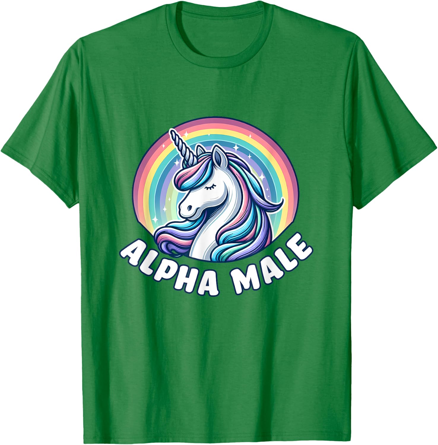 Ironic Cute Alpha Male Unicorn Funny Sarcastic Humor Men T-Shirt - T-Shirt | Irish Green