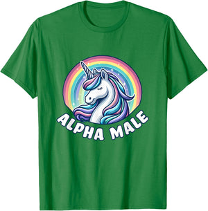 Ironic Cute Alpha Male Unicorn Funny Sarcastic Humor Men T-Shirt - T-Shirt | Irish Green