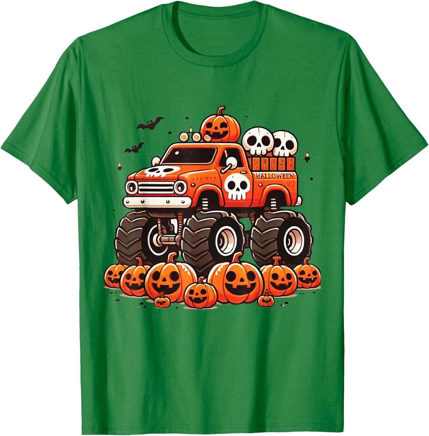 Kids Monster Truck Pumpkin Jack O Lantern Halloween Costume T-Shirt - T-Shirt | Irish Green