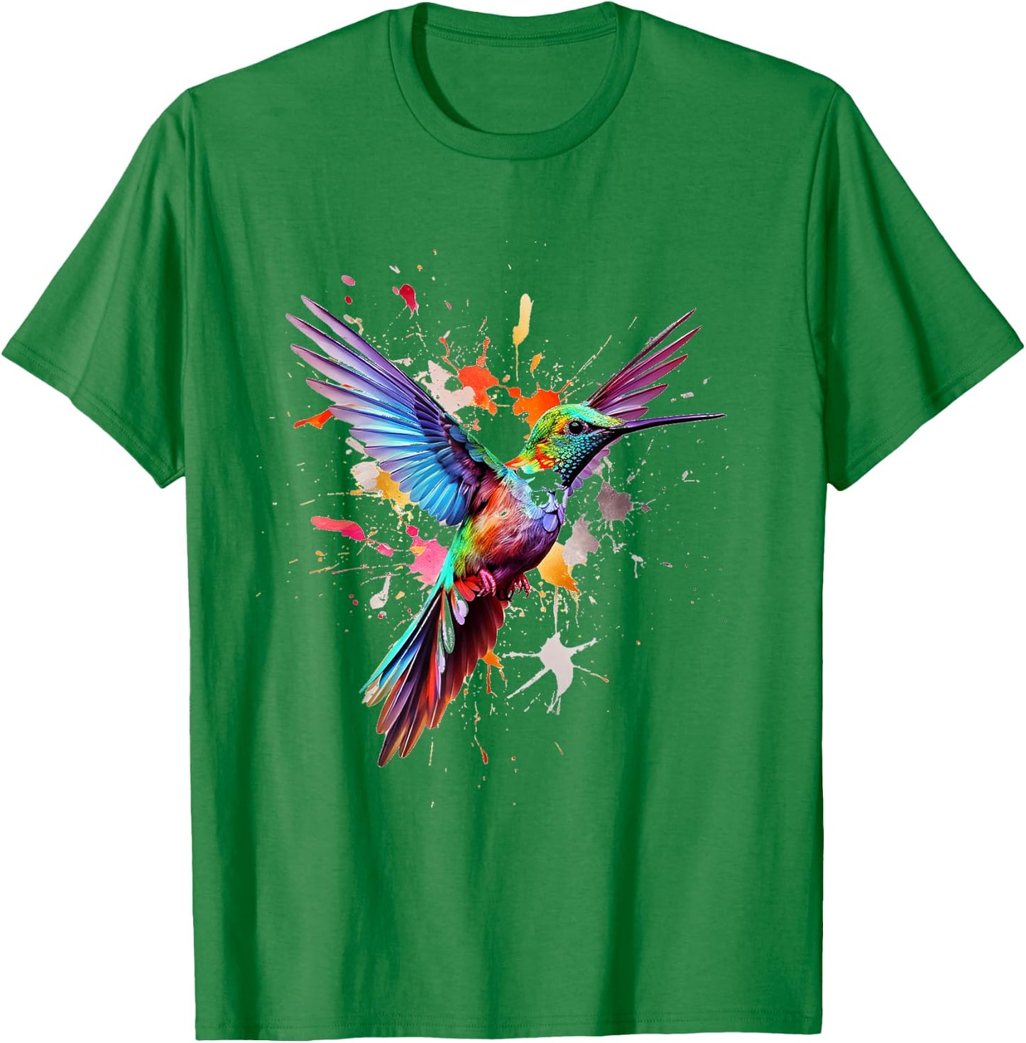 Hummingbird Animal Graphic Colorful Hummingbird , white, S T-Shirt - T-Shirt | Irish Green