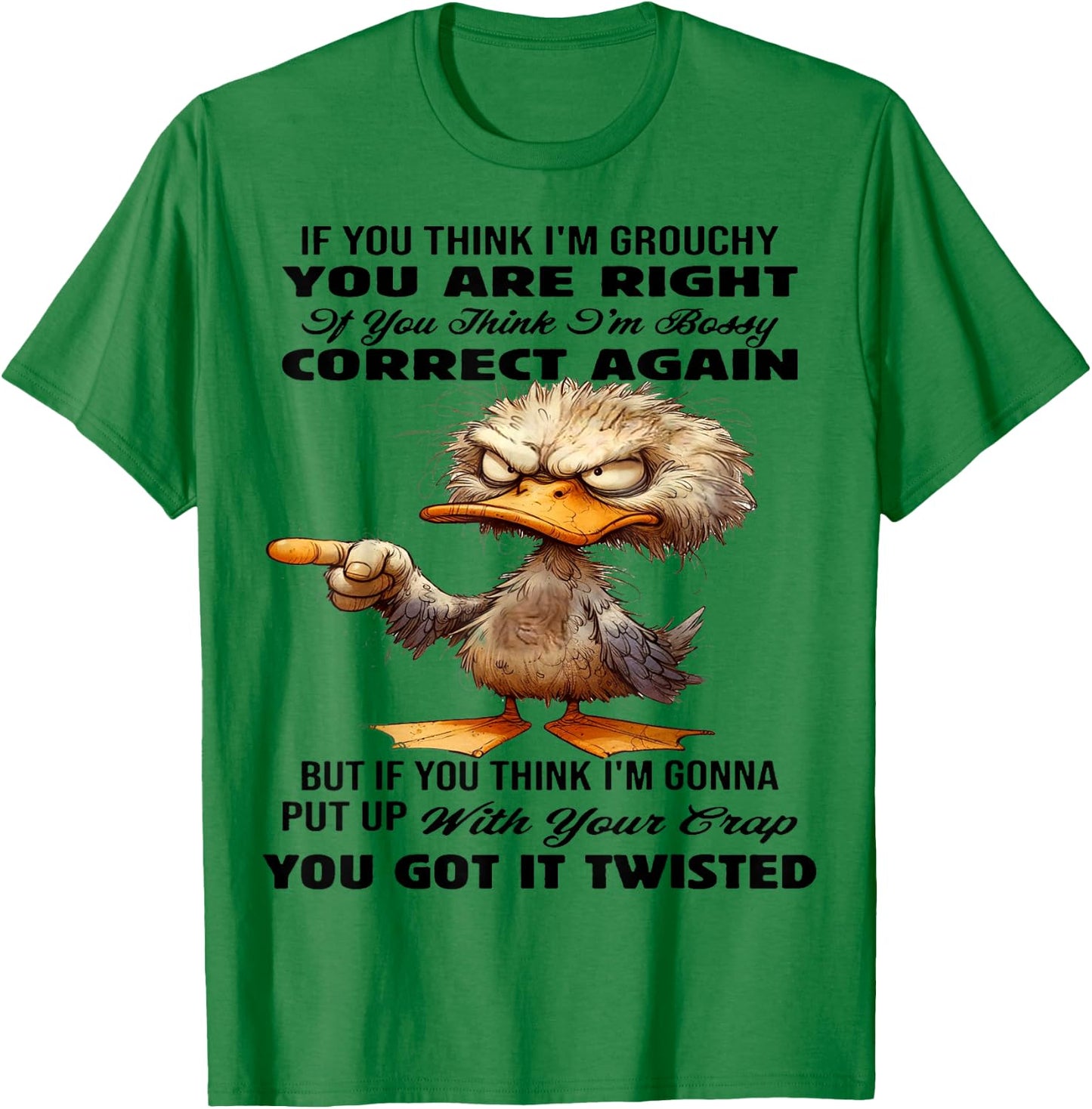 Cute Duck If You Think I'm Grouchy You Are Right T-Shirt - T-Shirt | Irish Green