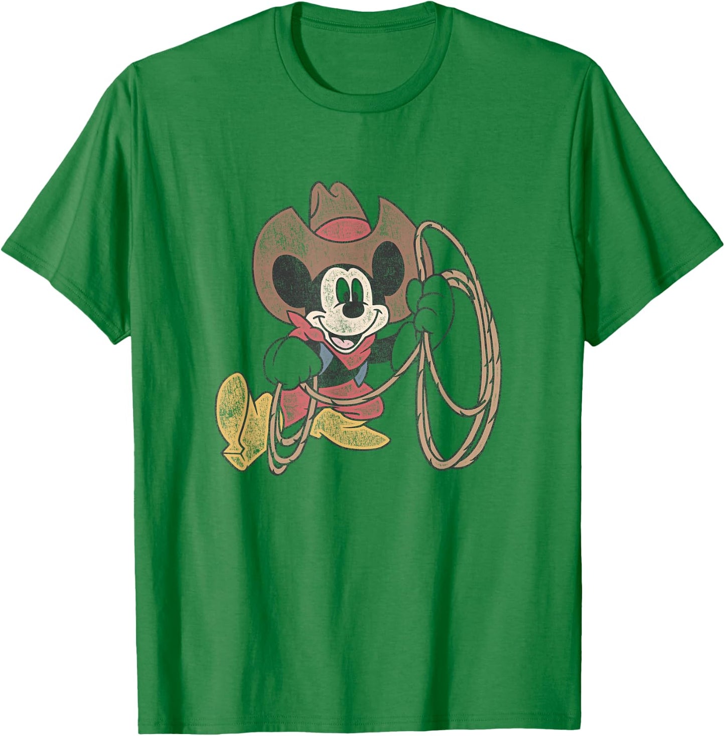 Disney Mickey And Friends Vintage Cowboy Western Mickey T-Shirt - T-Shirt | Irish Green