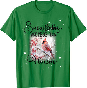 Cardinal Bird Memorial, Snowflakes are Kisses from Heaven T-Shirt - T-Shirt | Irish Green