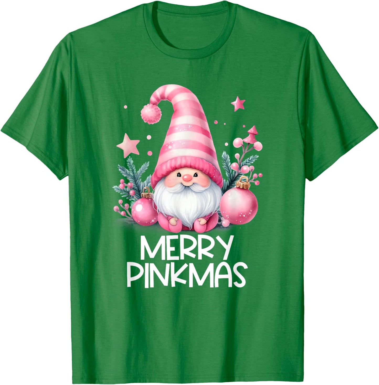 Merry Pinkmas Cute Gnome Winter Christmas Girls T-Shirt - T-Shirt | Irish Green