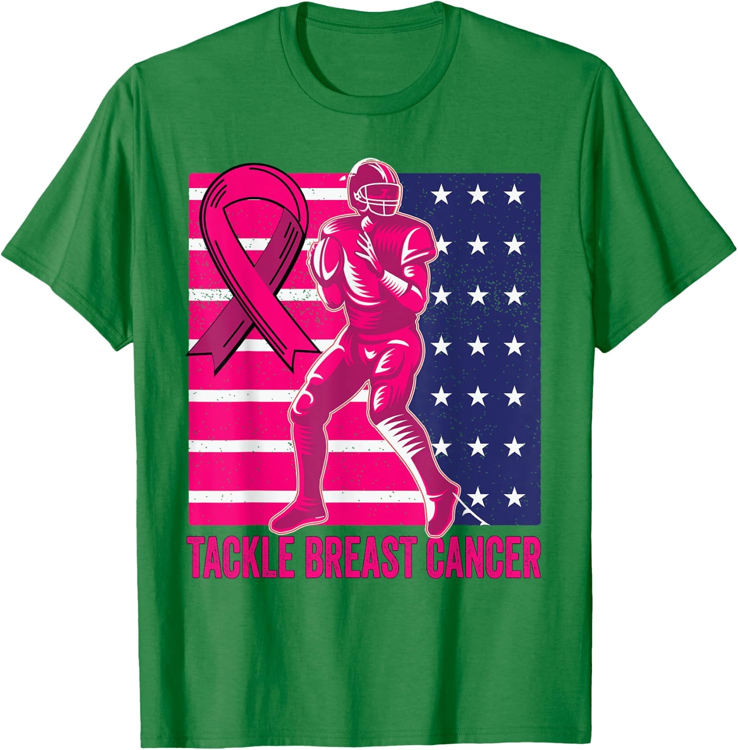 Tackle Breast Cancer Awareness Football Breast Cancer T-Shirt - T-Shirt | Irish Green