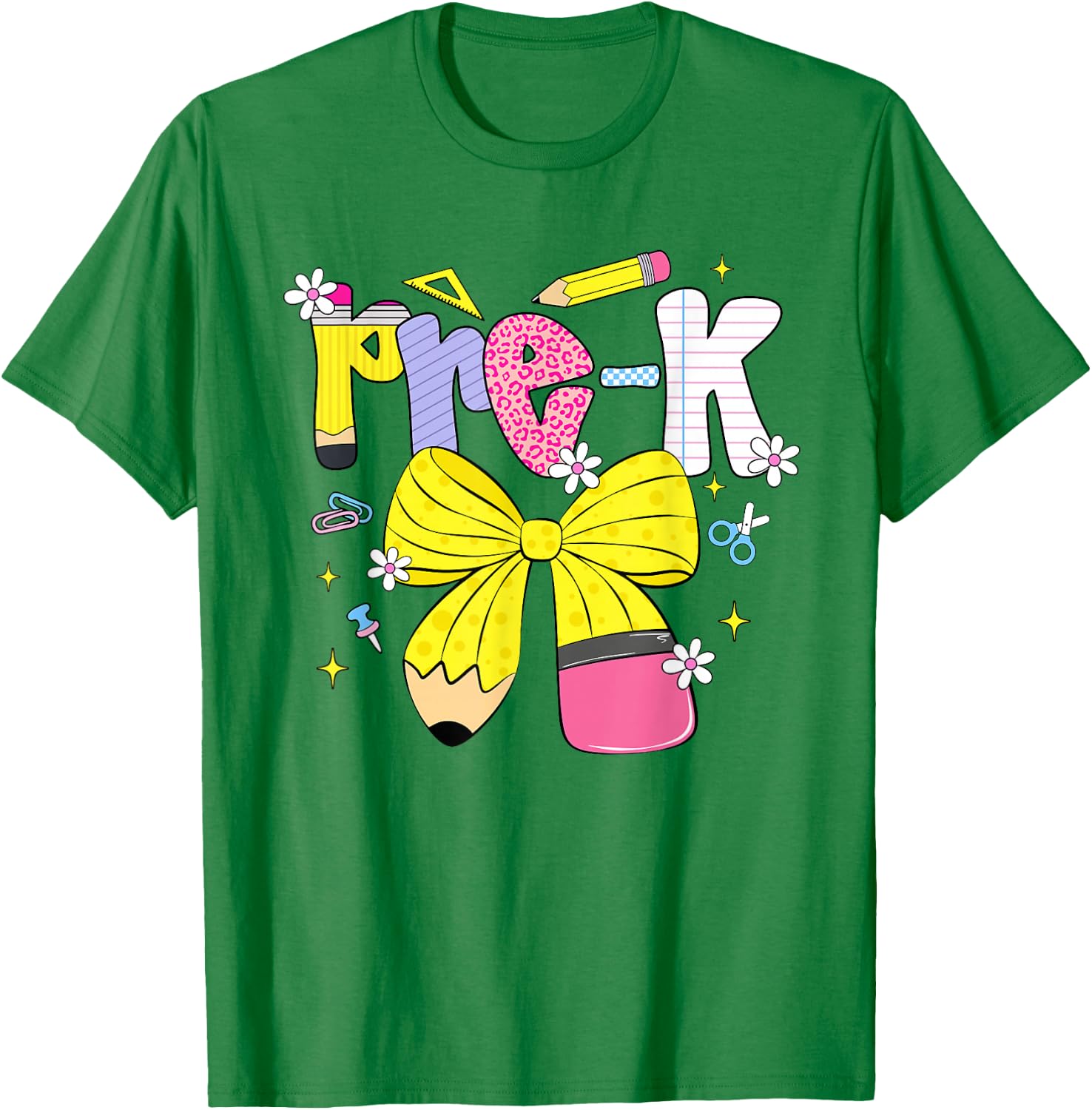 Preppy Pre-k Back to School Pencil Student Teacher Kid T-Shirt - T-Shirt | Irish Green
