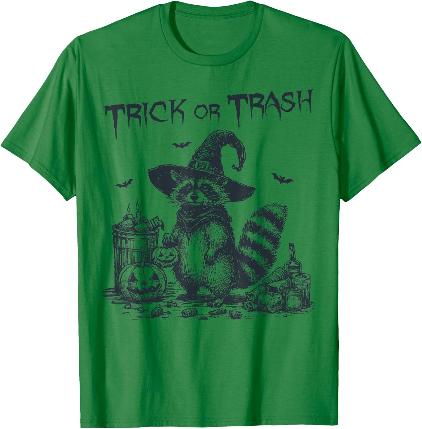 Trick or Trash funny Raccoon Pumpkin Halloween n Trash T-Shirt - T-Shirt | Irish Green
