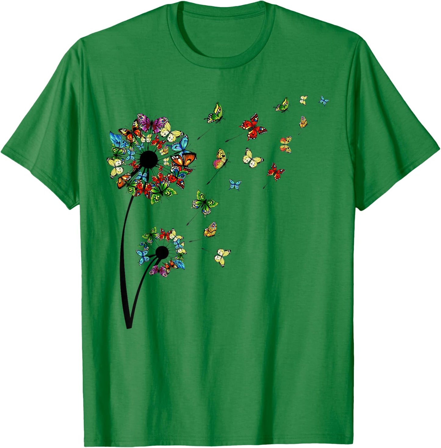Dandelion Butterflies Shirt Cute Girls Butterfly T-Shirt - T-Shirt | Irish Green