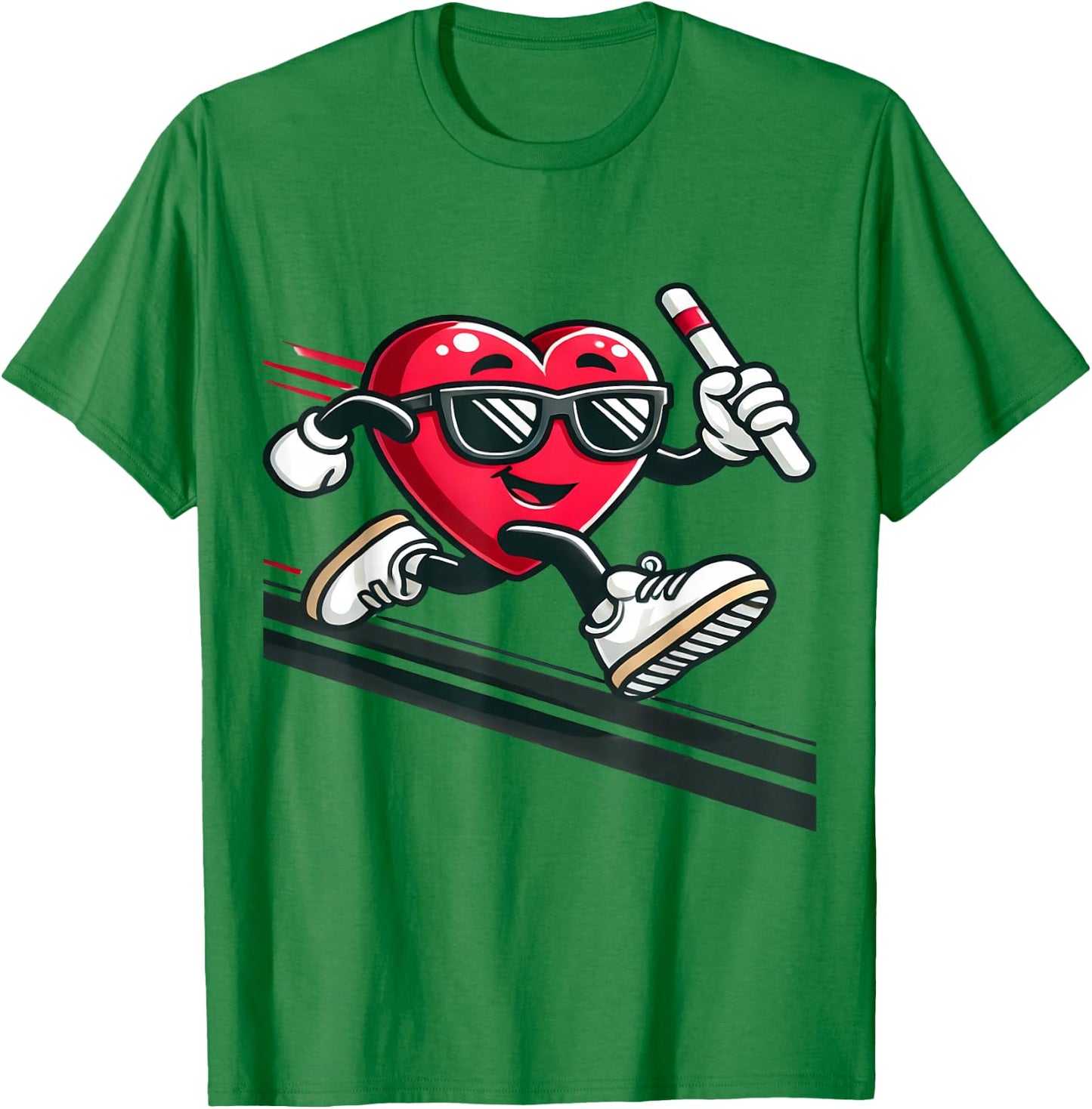 Valentine’s Day Love Heart Running Relay Track Runner T-Shirt - T-Shirt | Irish Green