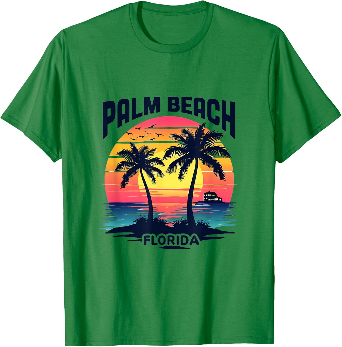 Palm Beach Florida Sunset Tropical Paradise T-Shirt - T-Shirt | Irish Green