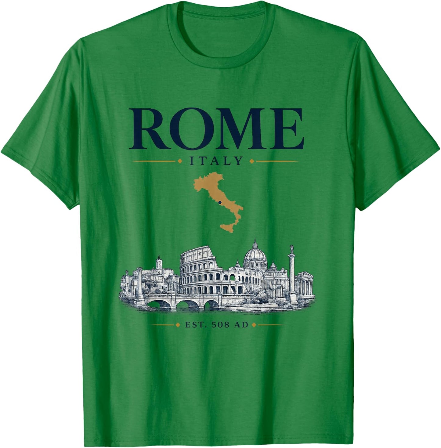 Rome Italy Vintage Skyline Retro Graphic T-Shirt - T-Shirt | Irish Green