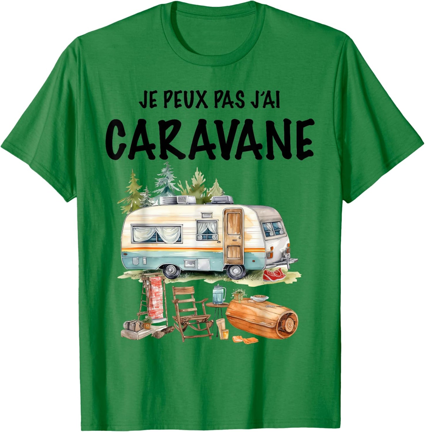 Homme Camping Caravane Rando Beau Dessin Papa Papy Tonton T-Shirt - T-Shirt | Irish Green