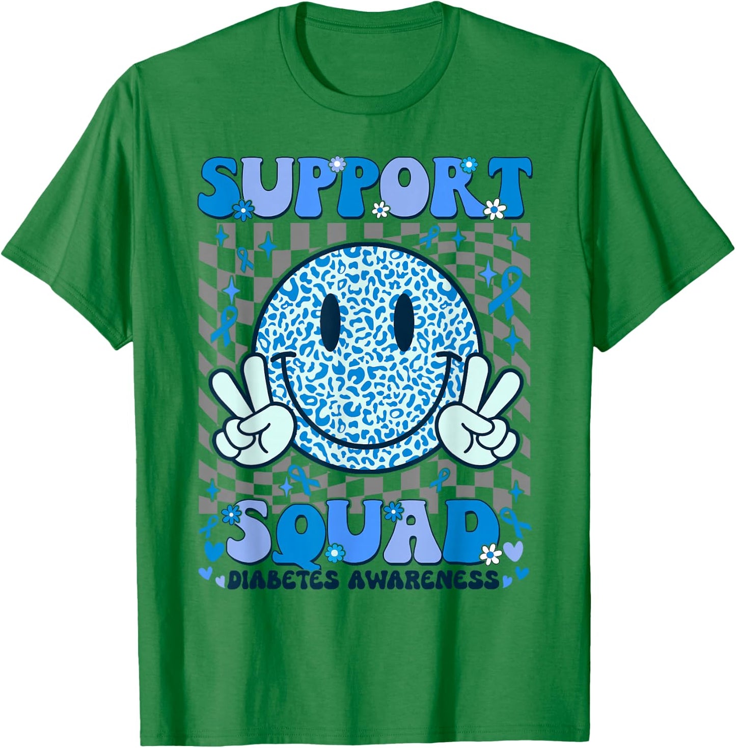 Support Squad Diabetes Awareness Shirt Blue Smile T1D Type 1 T-Shirt - T-Shirt | Irish Green