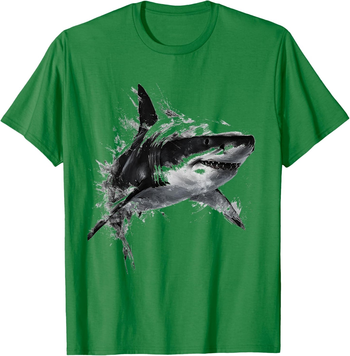 Shark Print Animal Graphic Abstract Drawing Shark , white, S T-Shirt - T-Shirt | Irish Green