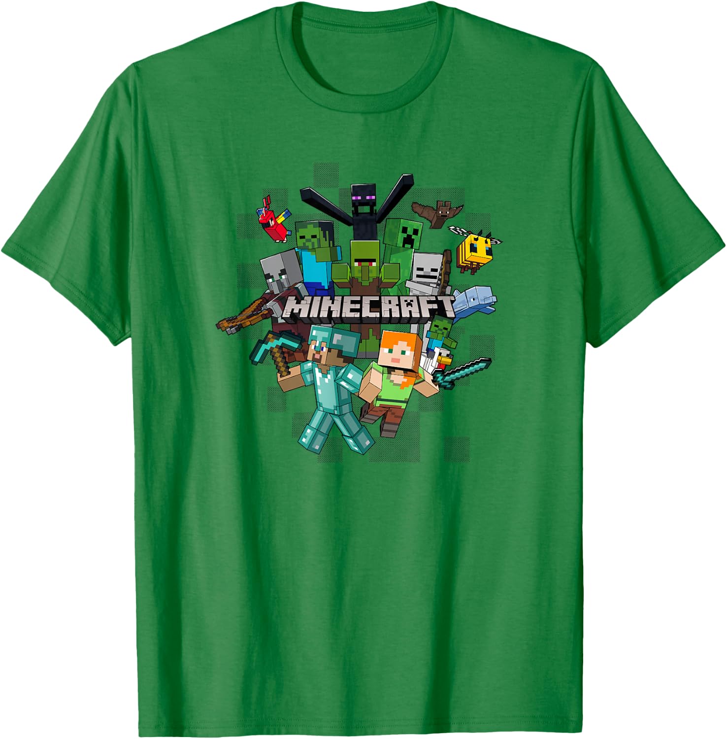 Minecraft Character Cluster Logo T-Shirt - T-Shirt | Irish Green