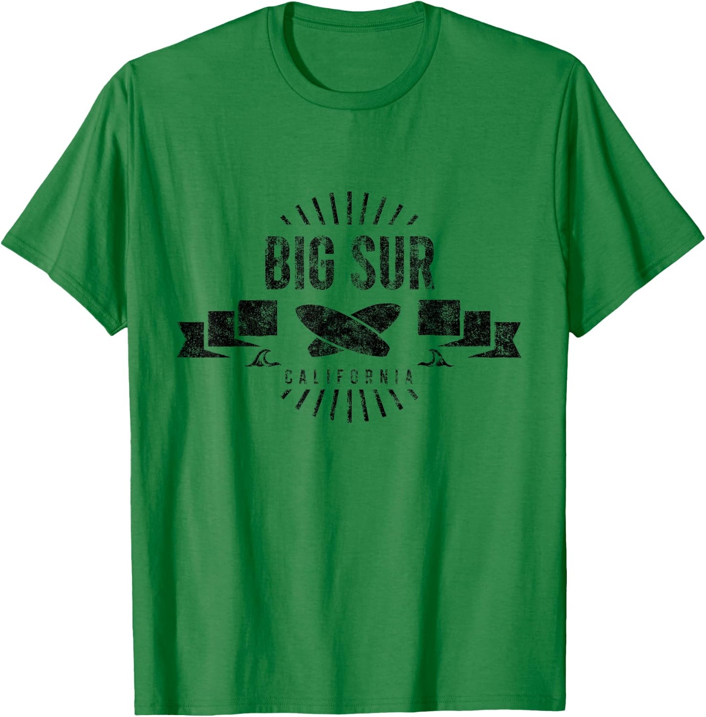 Big Sur Surf Cali Vintage Surfing Beach Retro Surfboard Men Women Girls Kids T-Shirt - T-Shirt | Irish Green
