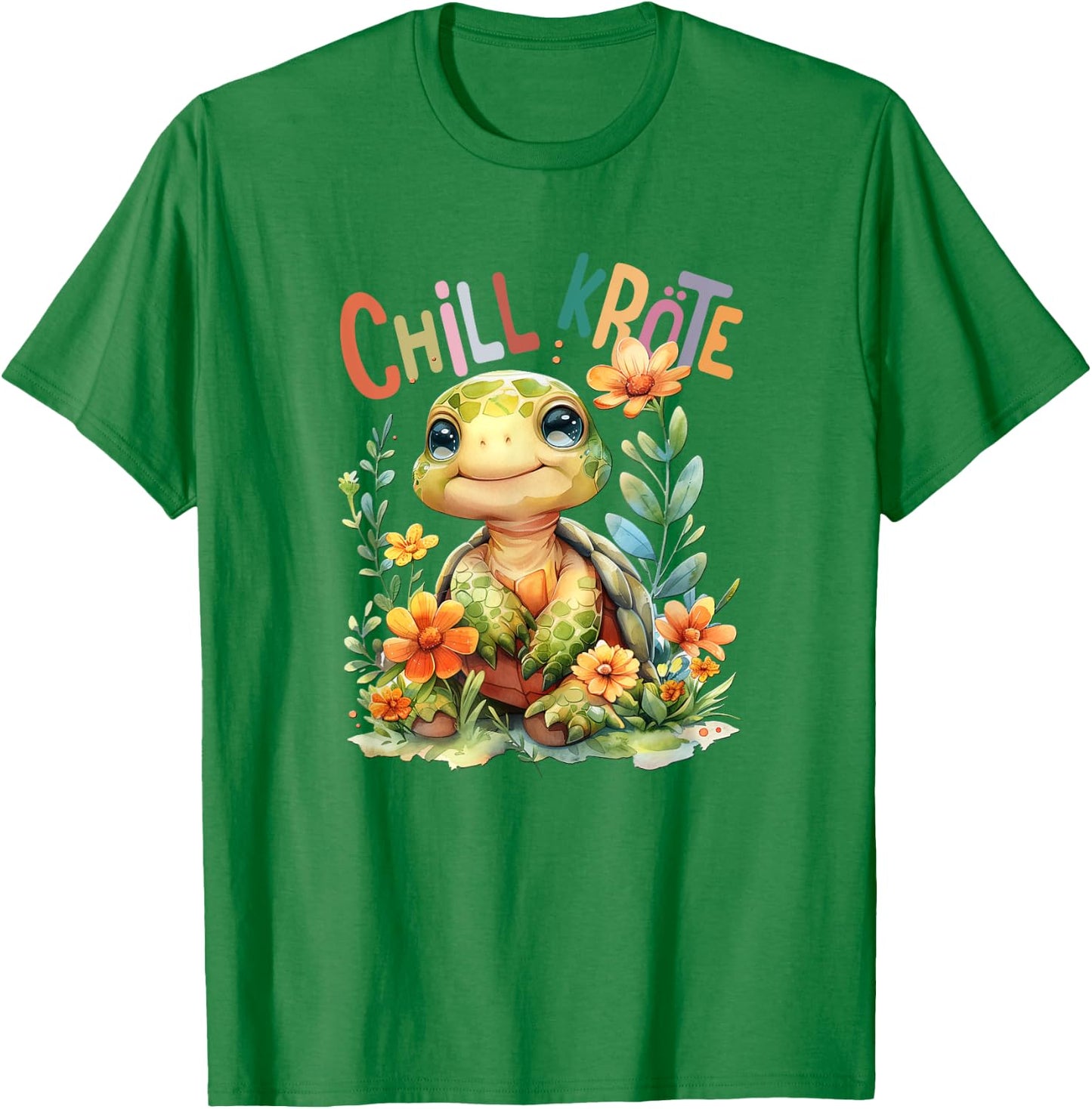 Baby Turtle with Flowers Cute Toad Girl Chill Toad , White T-Shirt - T-Shirt | Irish Green