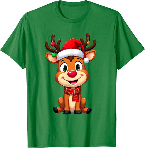 Merry Reindeer Santa Hat and Christmas Lights Boys Clothes , Red, S