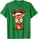 Merry Reindeer Santa Hat and Christmas Lights Boys Clothes , Red, S T-Shirt - T-Shirt | Irish Green
