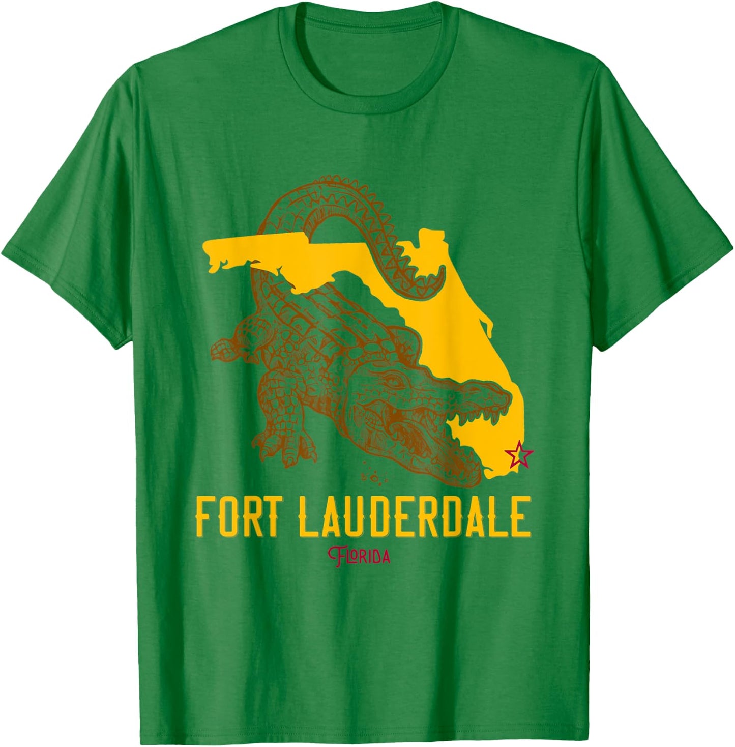 Fort Lauderdale Florida FL Aligator Vacation Surf Sunset T-Shirt - T-Shirt | Irish Green