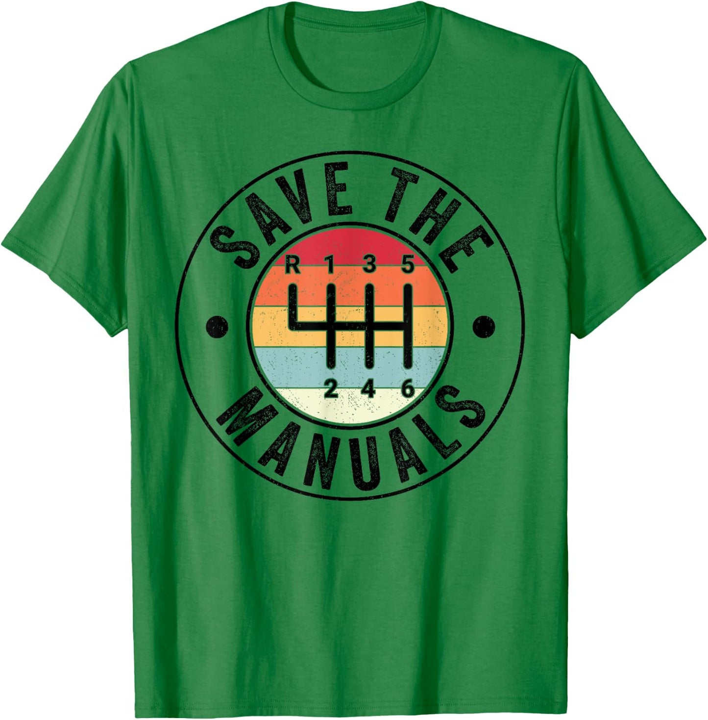 Save The Manuals 6-Gang-Schaltgetriebe, drei Pedale T-Shirt - T-Shirt | Irish Green