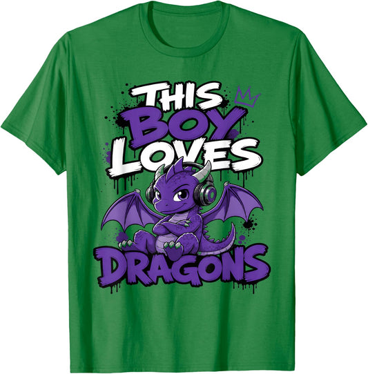 This Boy Loves Dragons Kids T-Shirt - T-Shirt | Irish Green