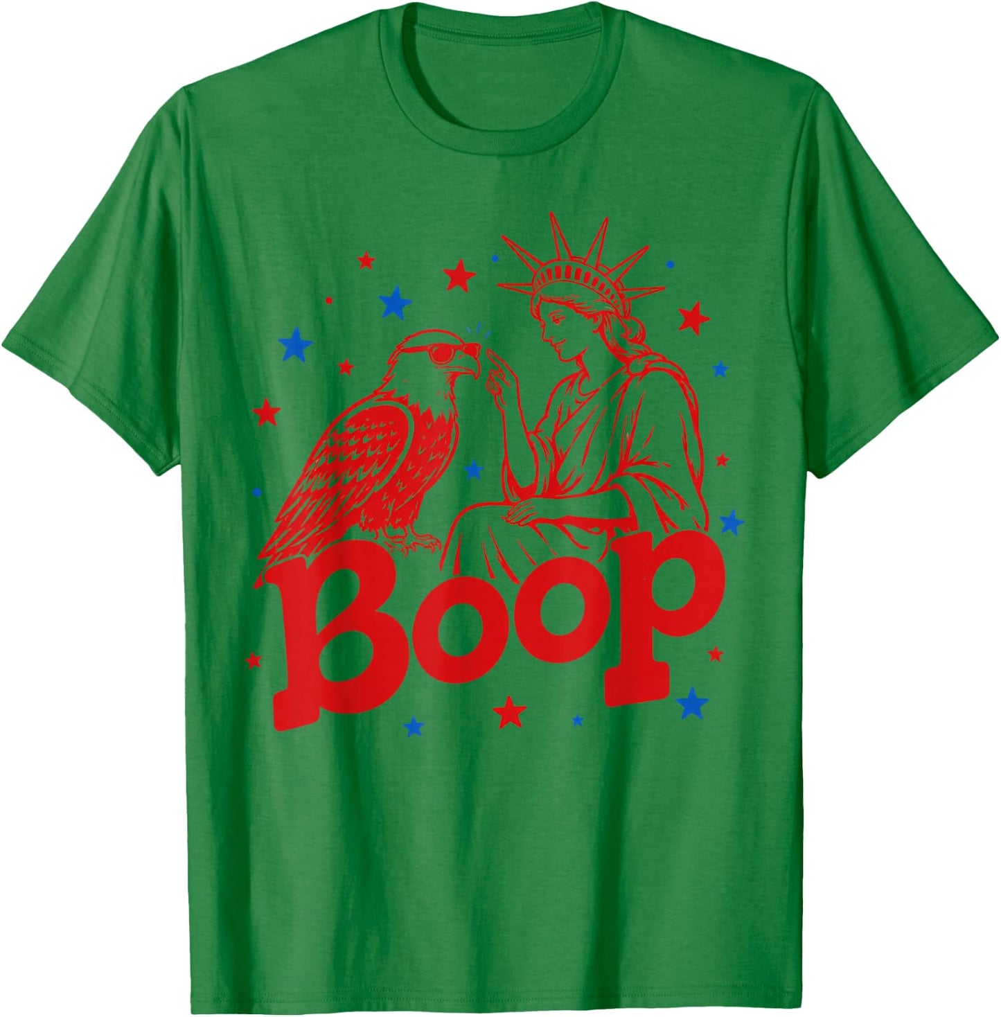 Boop Vintage Girl and Eagle Funny Patriotic Retro Art T-Shirt - T-Shirt | Irish Green