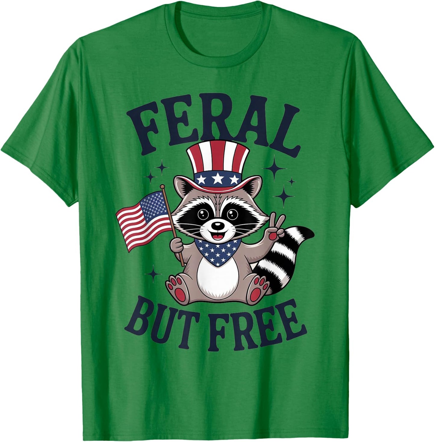 Feral But Free US 4th of July Boys Funny Raccoon Toddler T-Shirt - T-Shirt | Irish Green