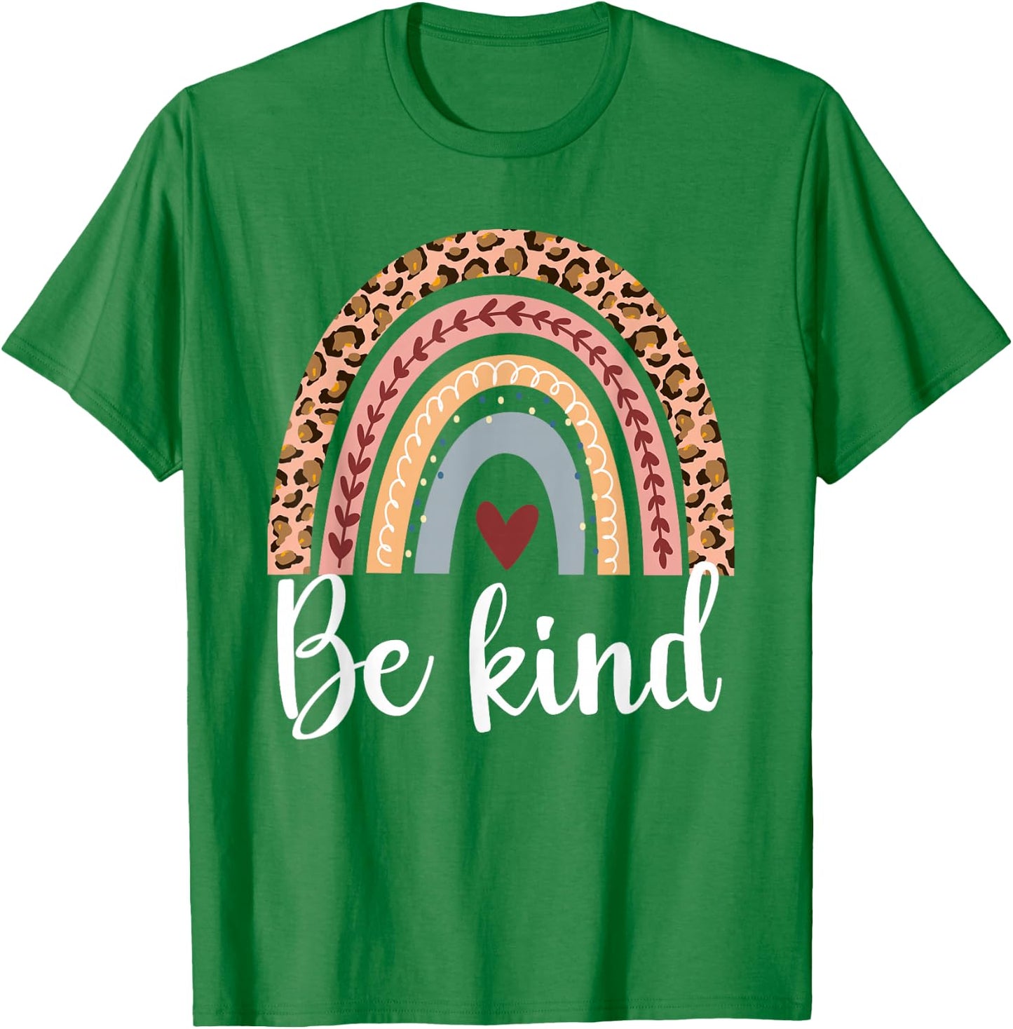 Be kind with leopard rainbow for anti bullying unity day T-Shirt - T-Shirt | Irish Green