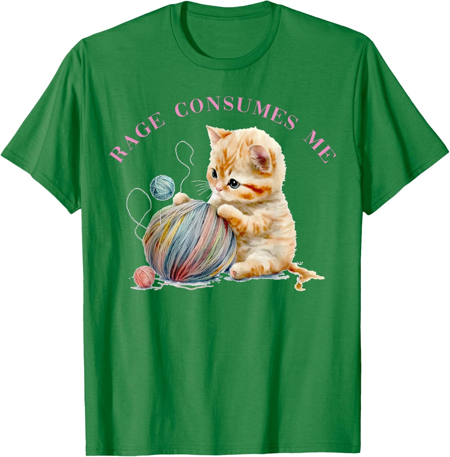 Funny Rage Consumes Me Kitten Cute Cat Meme Mental Health T-Shirt - T-Shirt | Irish Green