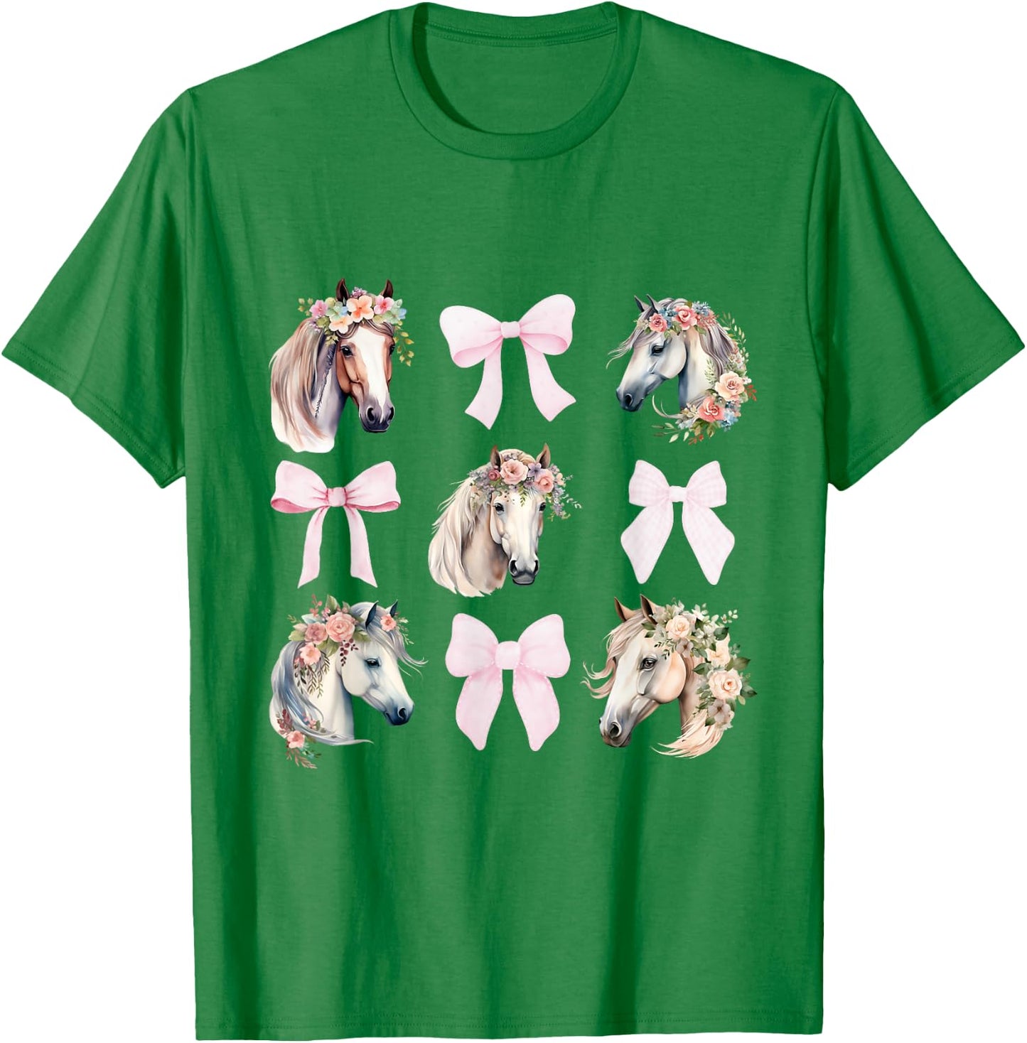 Coquette Horse Riding Wild Flowers Horse Lover T-Shirt - T-Shirt | Irish Green