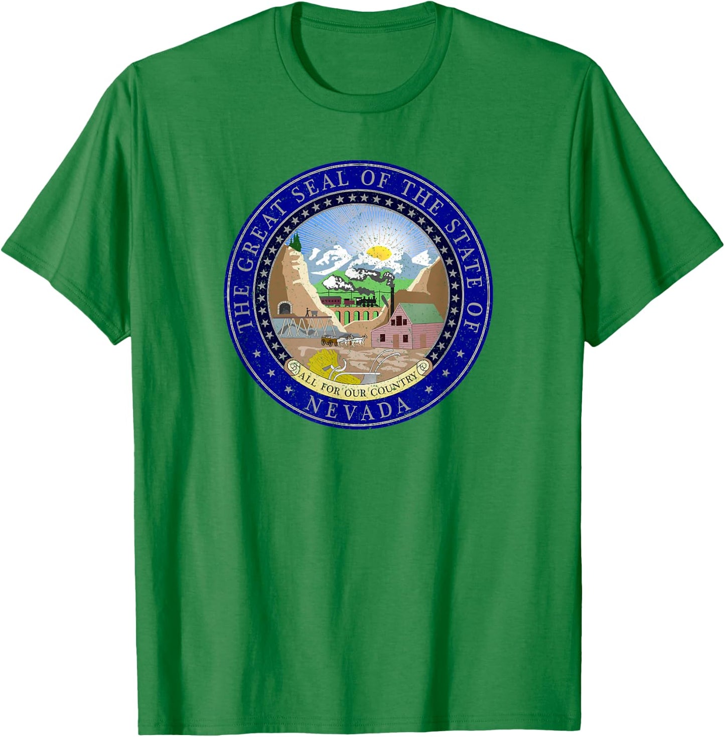 Nevada State Seal Flag Symbol T-Shirt - T-Shirt | Irish Green