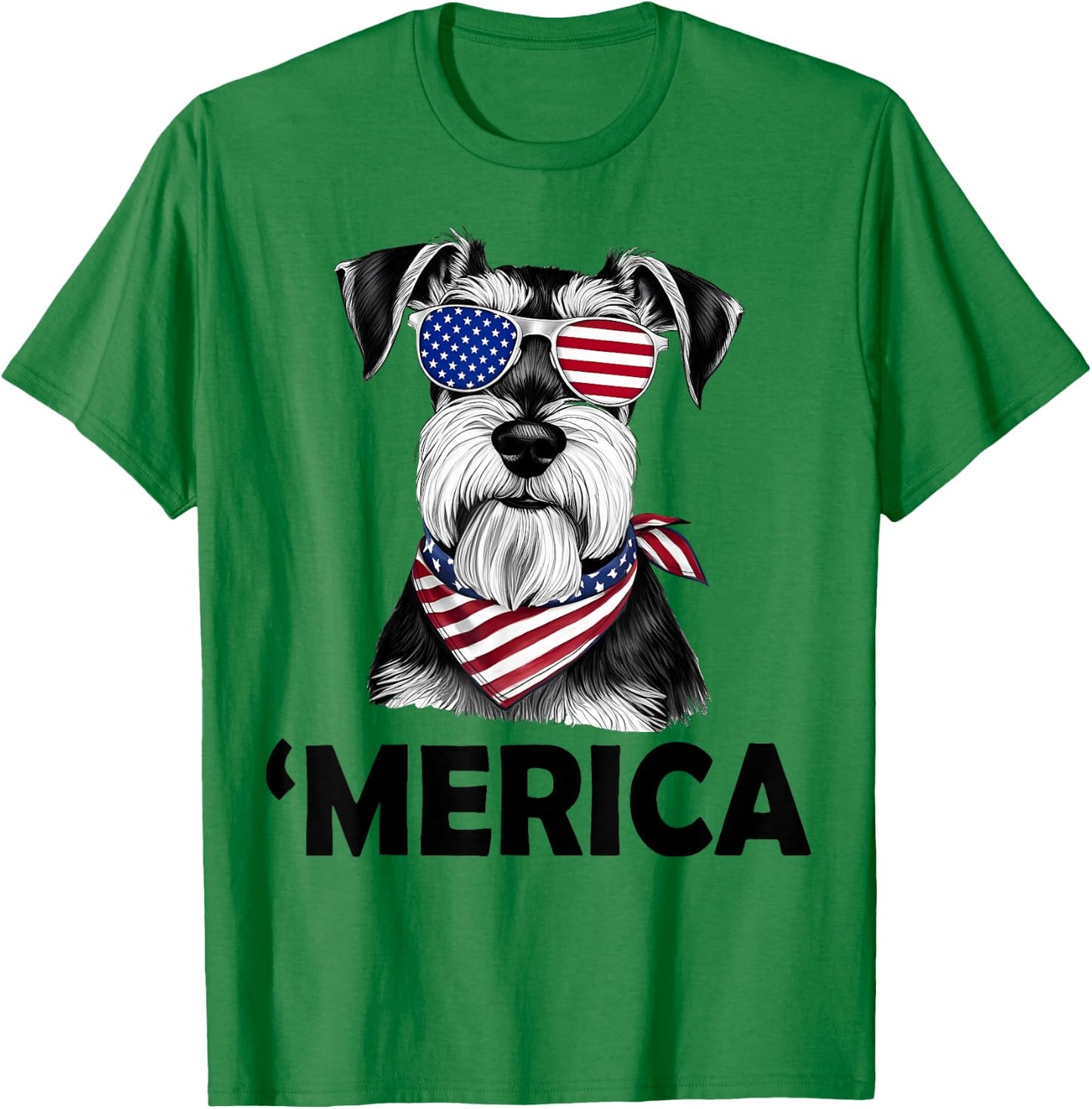 Miniature Schnauzer 4th of July ‘Merica Patriotic T-Shirt - T-Shirt | Irish Green