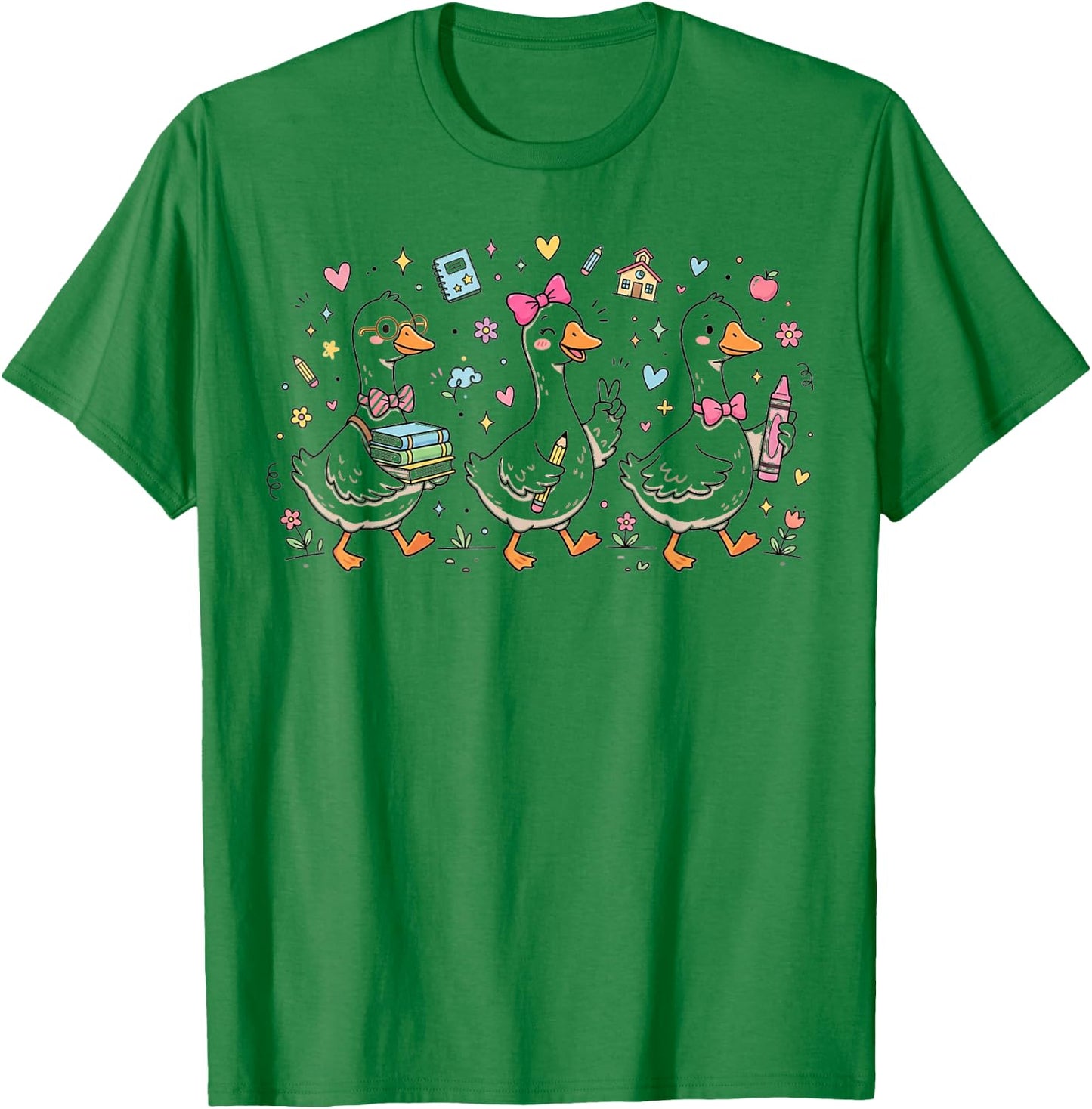 Kindergarten 1st Grade Goose Back to School Girls T-Shirt - T-Shirt | Irish Green