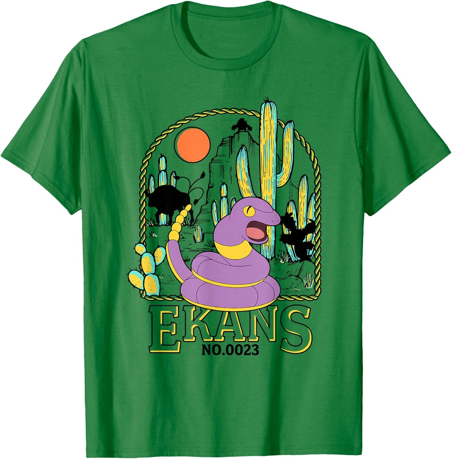 Pokémon Ekans No. 0023 Desert Sun Lasso Frame Portrait T-Shirt - T-Shirt | Irish Green