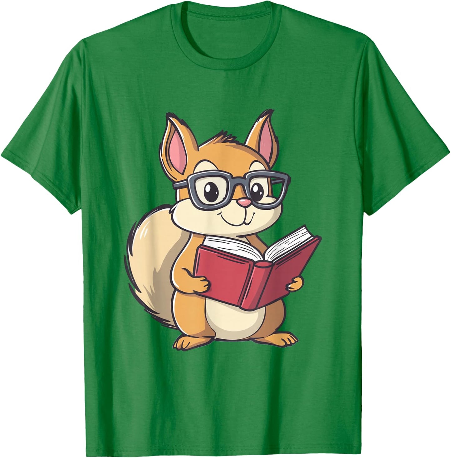 Squirrel Reading Book for Boys Girls Kids Bookworm T-Shirt - T-Shirt | Irish Green