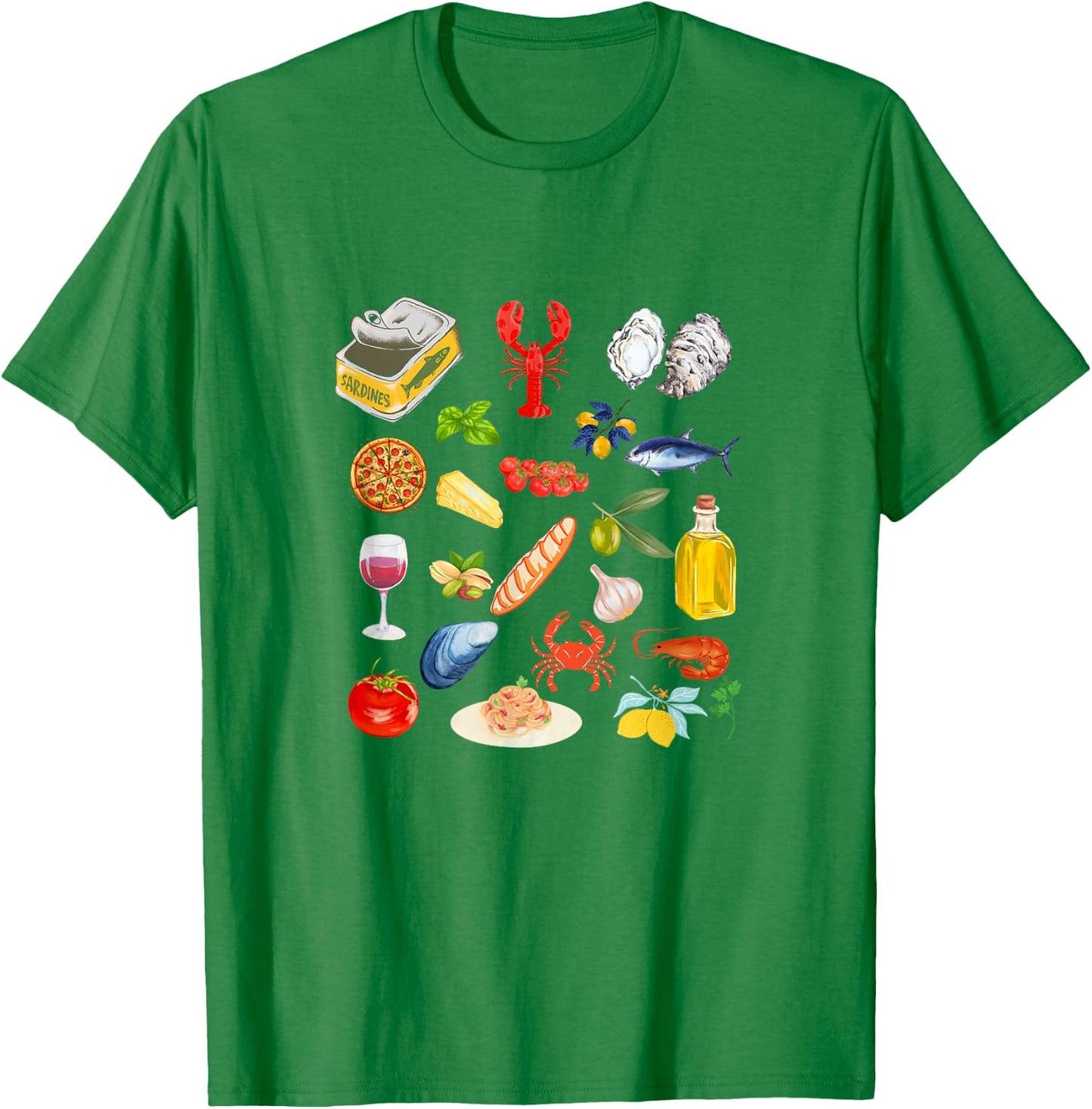 Italian summer Sardines tinned fish Fisherman aesthetic T-Shirt - T-Shirt | Irish Green