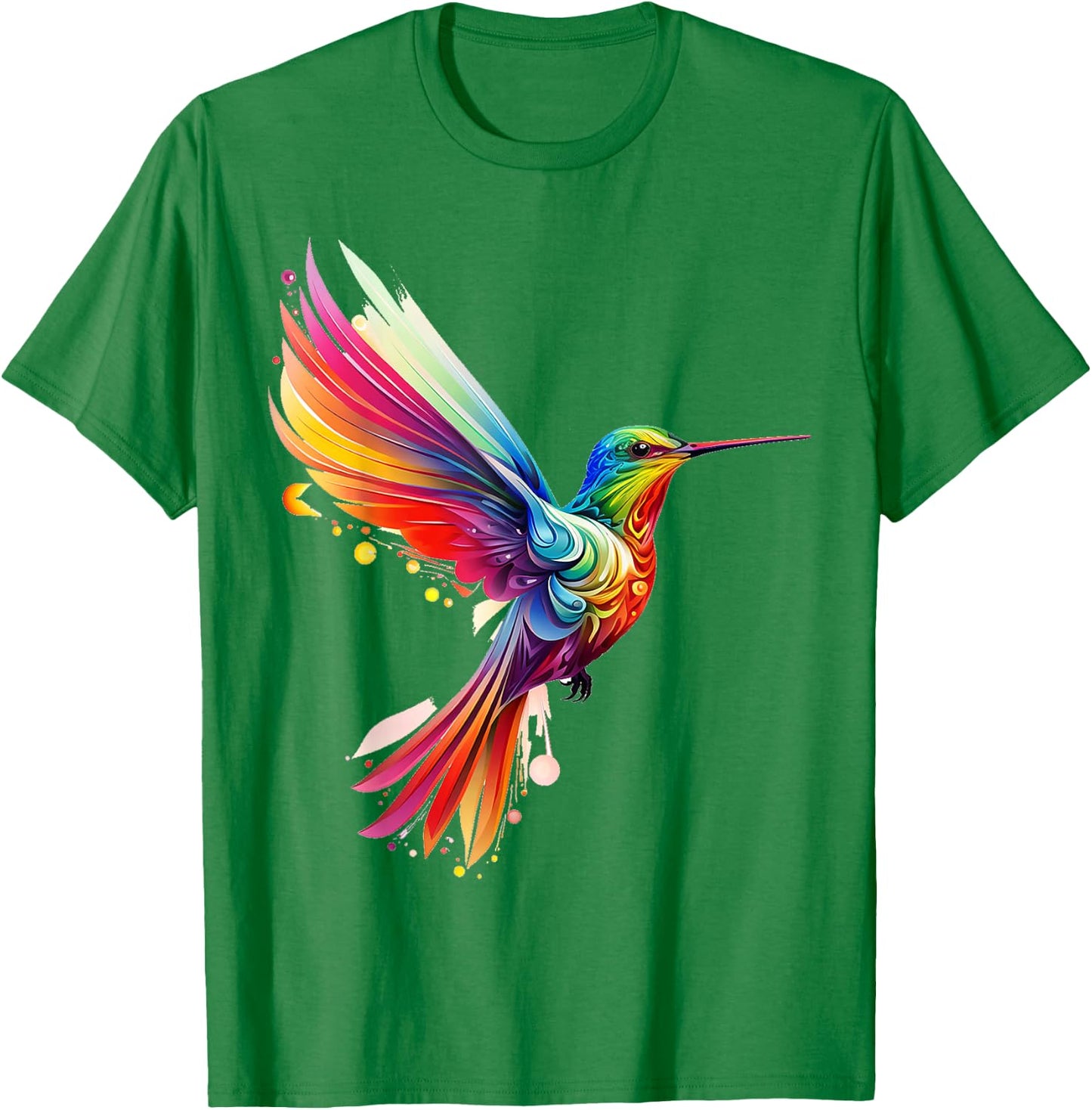 Hummingbird Animal Fantasy Zoo Colorful Abstract Hummingbird T-Shirt - T-Shirt | Irish Green