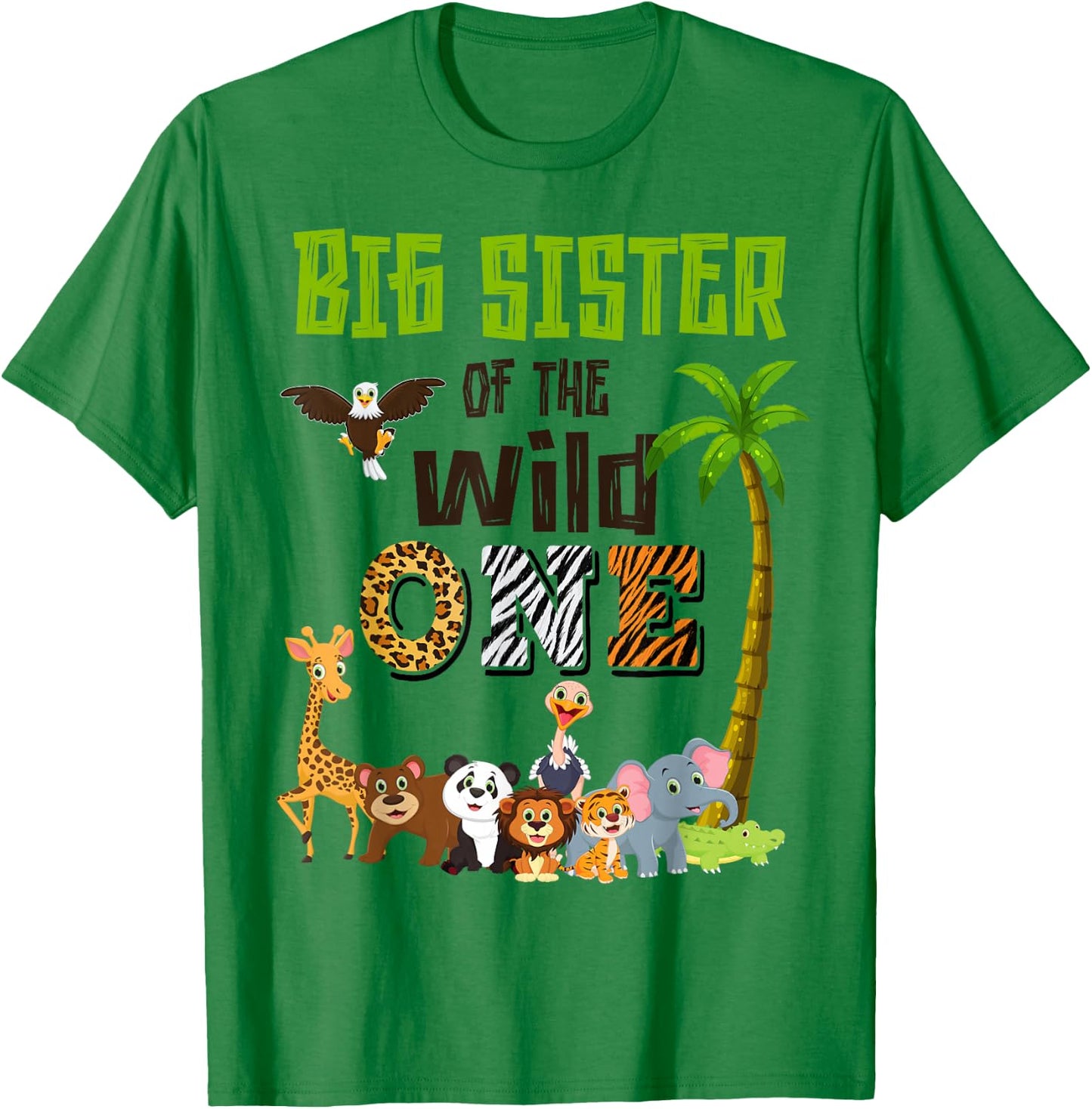 Big Sister Of The Wild One Zoo Themed 1st Birthday Party T-Shirt - T-Shirt | Irish Green