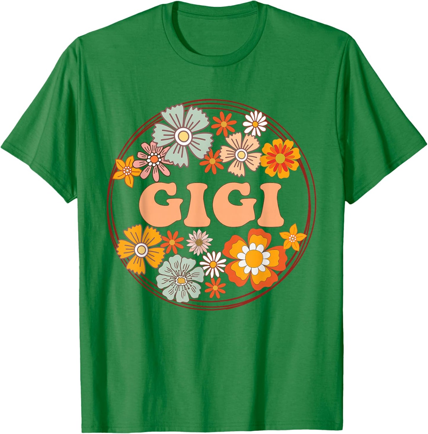 Groovy Gigi Retro Flowers Women Mother's Day Grandma T-Shirt - T-Shirt | Irish Green